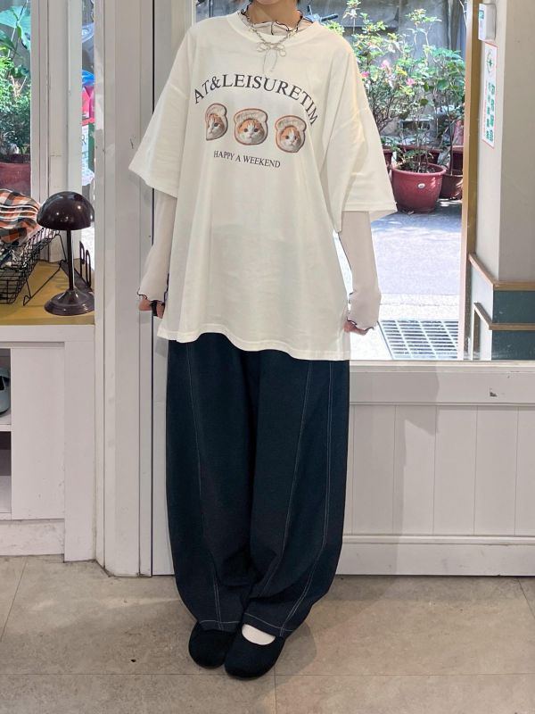 吐司小貓字母印花短袖Tee 
