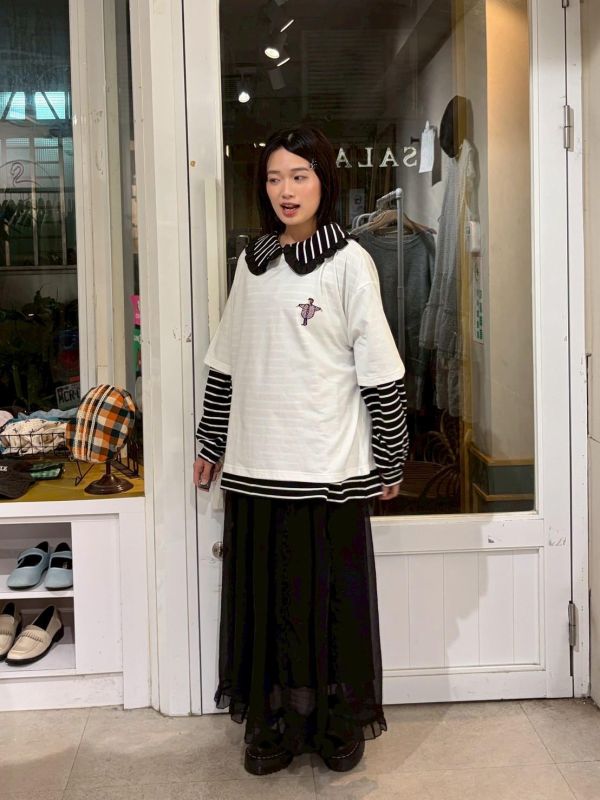 小人偶刺繡短袖Tee 