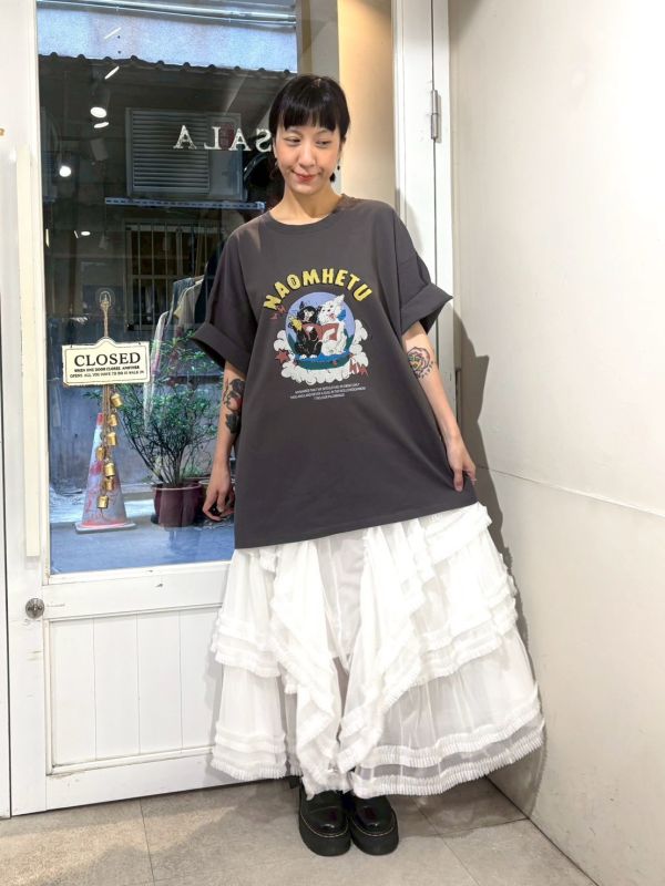 NAOMHETU黑白狗狗 tee 