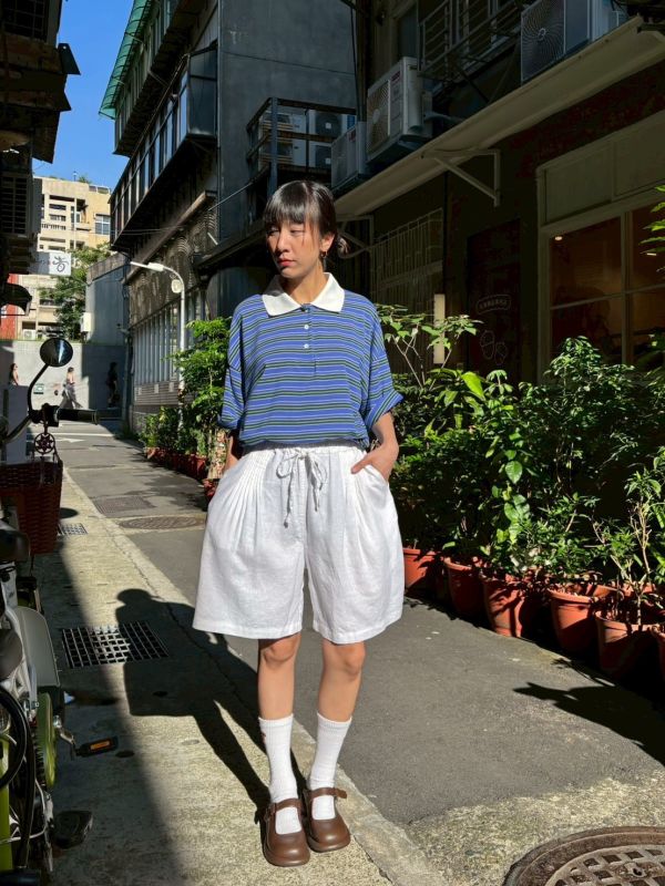 抽繩棉質短褲裙 