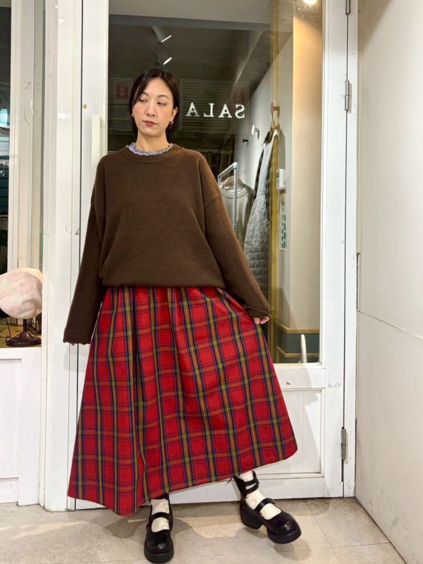 蘇格蘭紅格紋散裝A字裙 