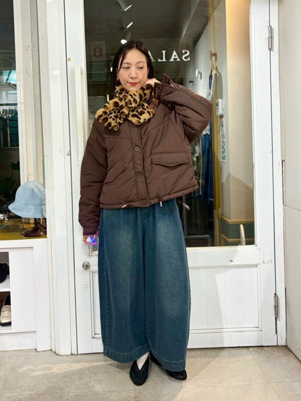 鬆緊腰簡約牛仔褲九分寬褲 