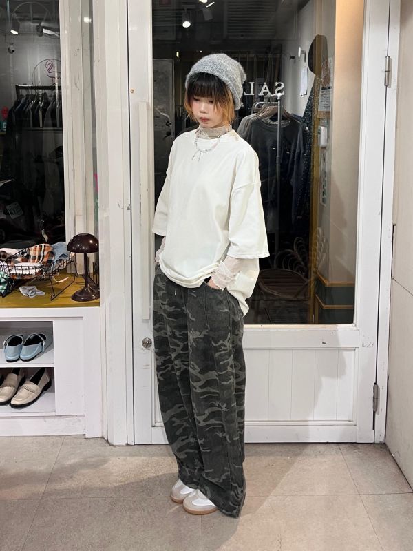 牛仔迷彩錐形長褲 