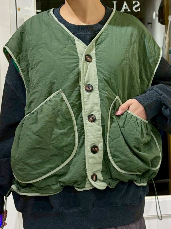 絎縫鋪棉立體大口袋雙面穿背心 