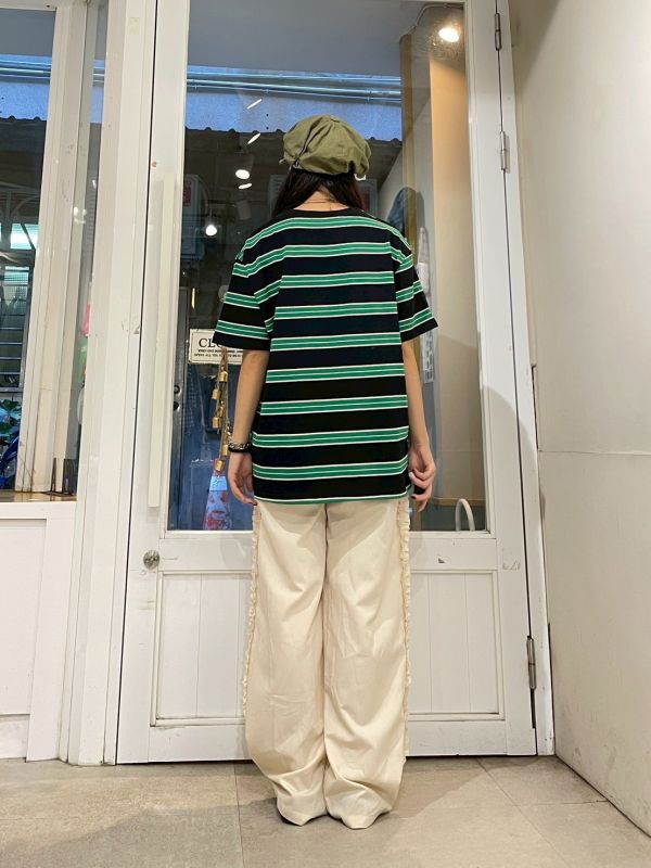 撞色條紋圓領短袖上衣 