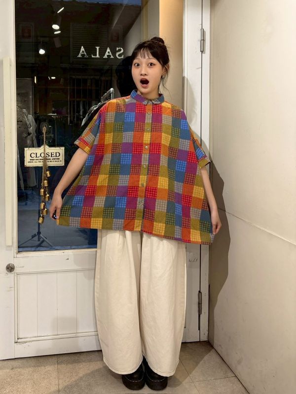彩色格紋車線襯衫 