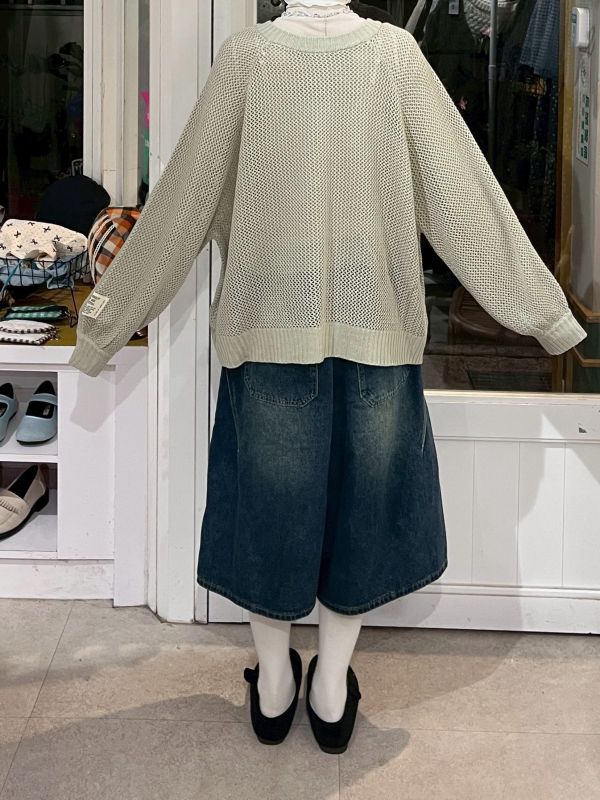 牛仔工裝七分褲 