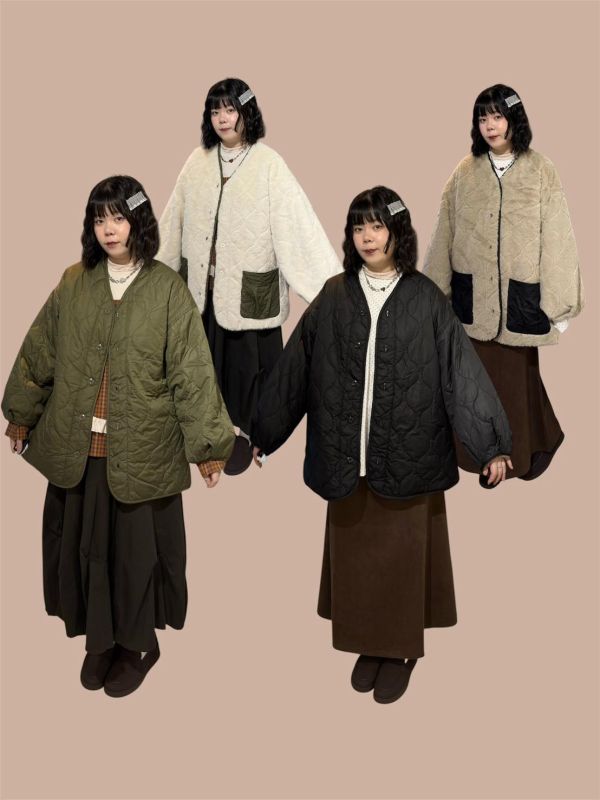 雙面穿葫蘆紋絎縫鋪棉x柔軟毛澎澎外套 