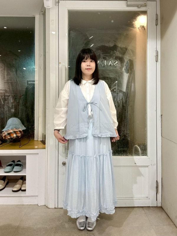 雙層滾邊寬鬆前綁帶背心 