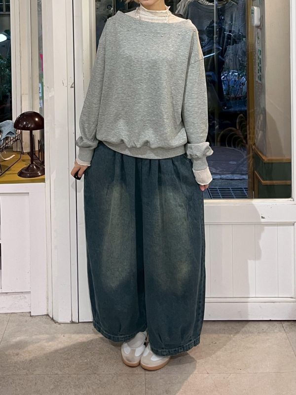 水洗牛仔錐形長褲 