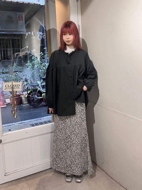 側拉鍊豹紋魚尾裙 