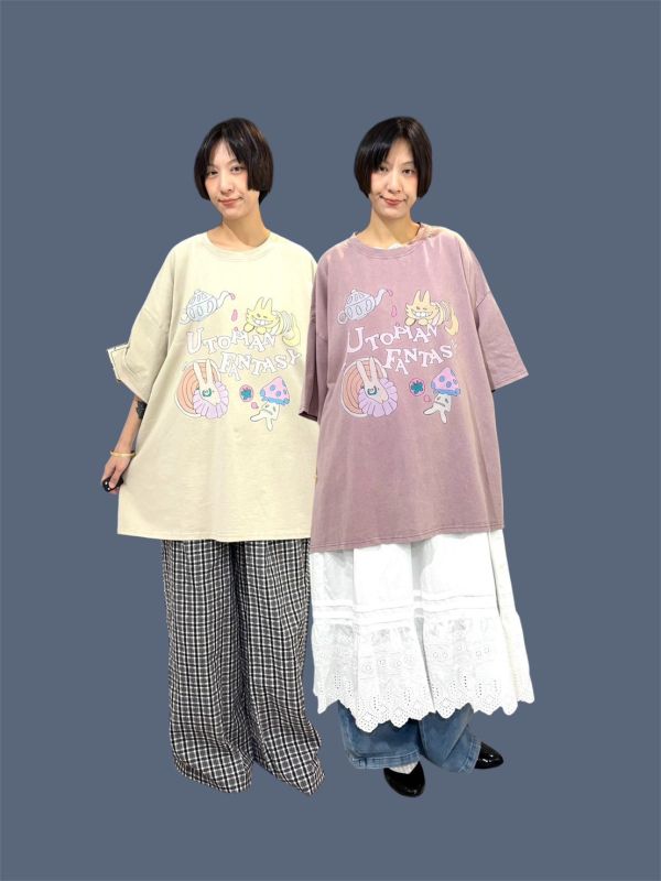 復古水洗迷幻愛麗絲夢遊仙境tee 