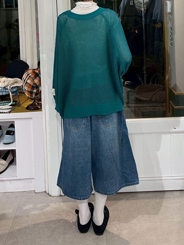 牛仔工裝七分褲 