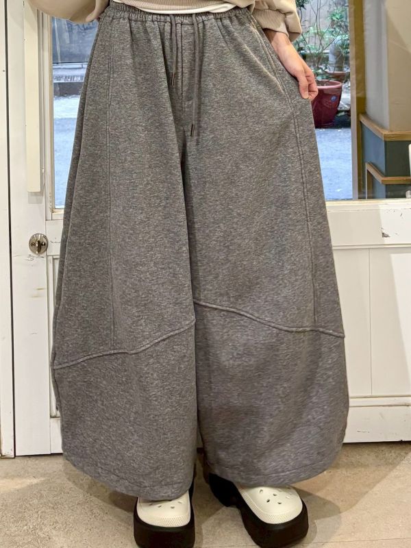 伸縮腰抽繩棉質彎刀大寬褲 