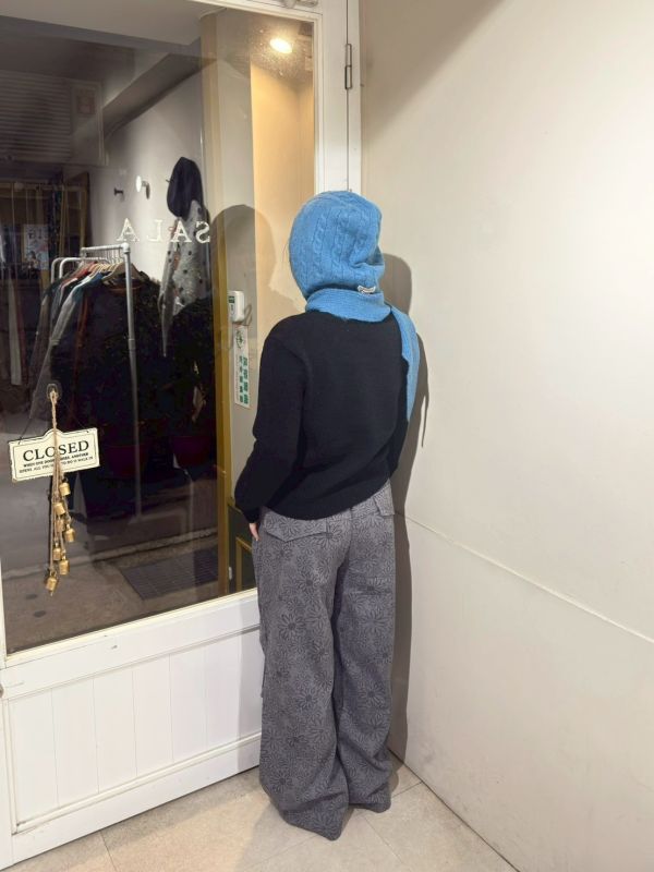 滿版花朵鬆緊腰抽繩打摺長褲 