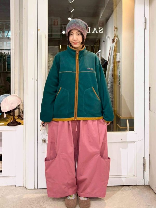 伸縮腰抽繩大口袋繭型寬褲 