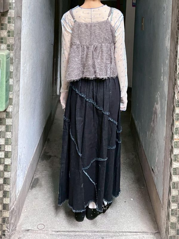 綁帶毛毛可調節吊帶背心 