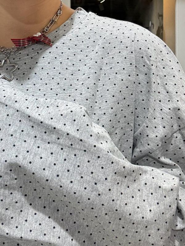 波點大翻領蕾a波點落肩長袖上衣絲綁帶外套 