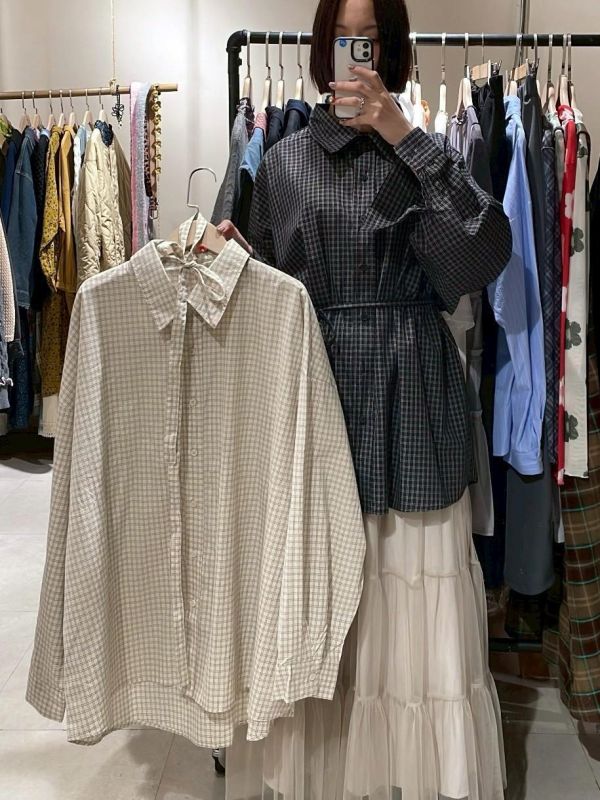 格子男友襯衫附綁帶 