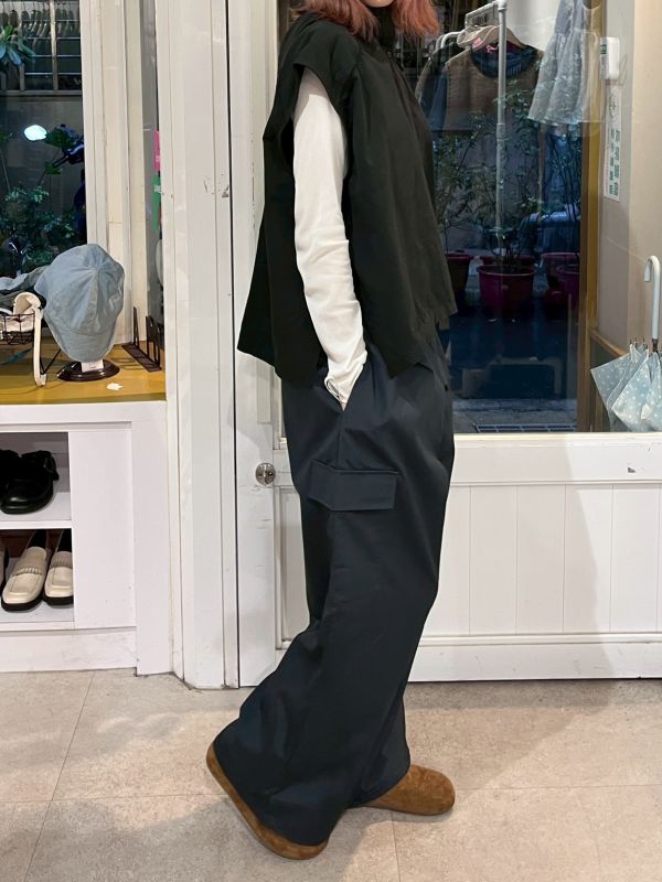 刷刷布腰帶工裝口袋直筒寬褲 