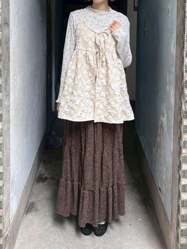 綁帶立體花花可調節吊帶背心 