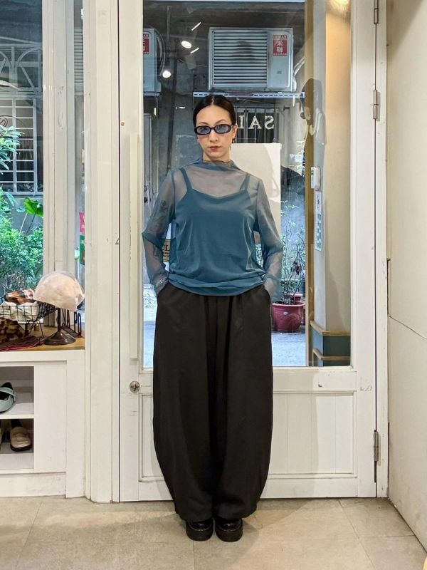 伸縮腰深灰西裝褲 
