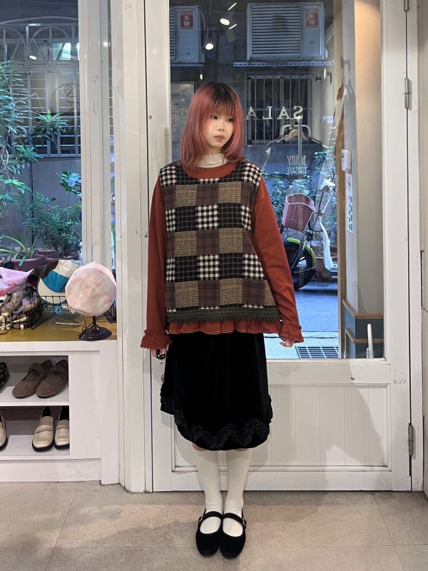 奶油花邊棉質長袖上衣 