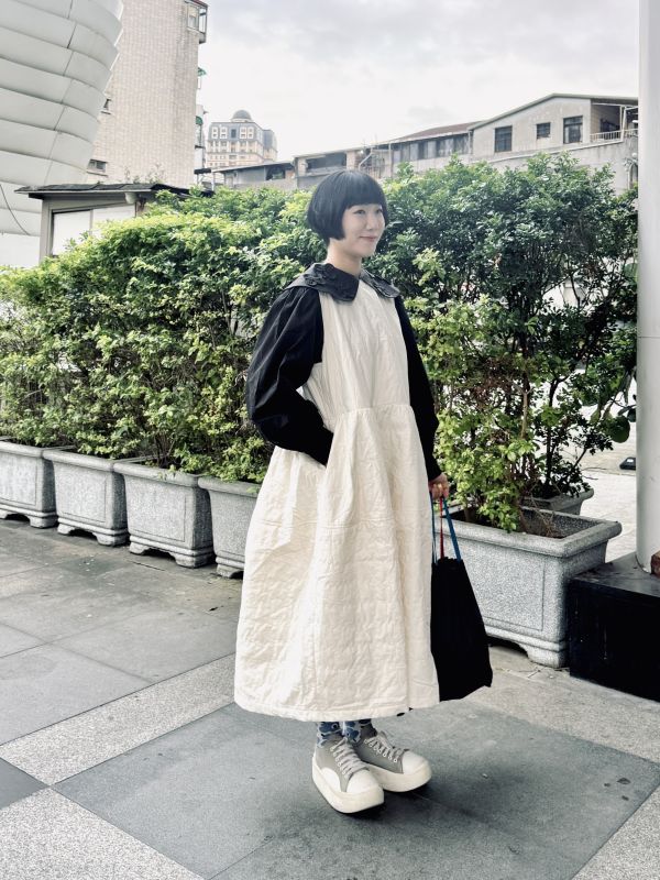 縫線壓紋氣球背心裙 