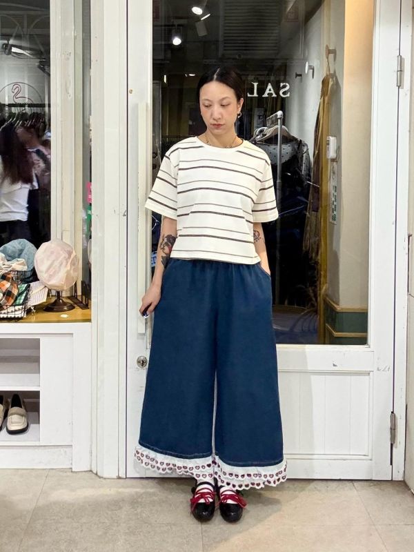 撞色條紋短版tee 