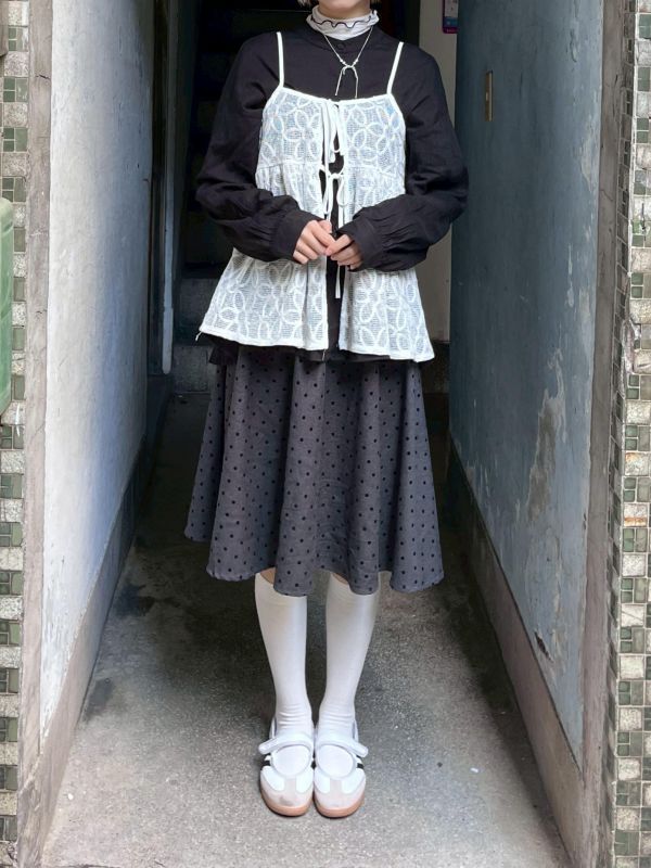 網格滿版花花綁帶可調節吊帶背心 