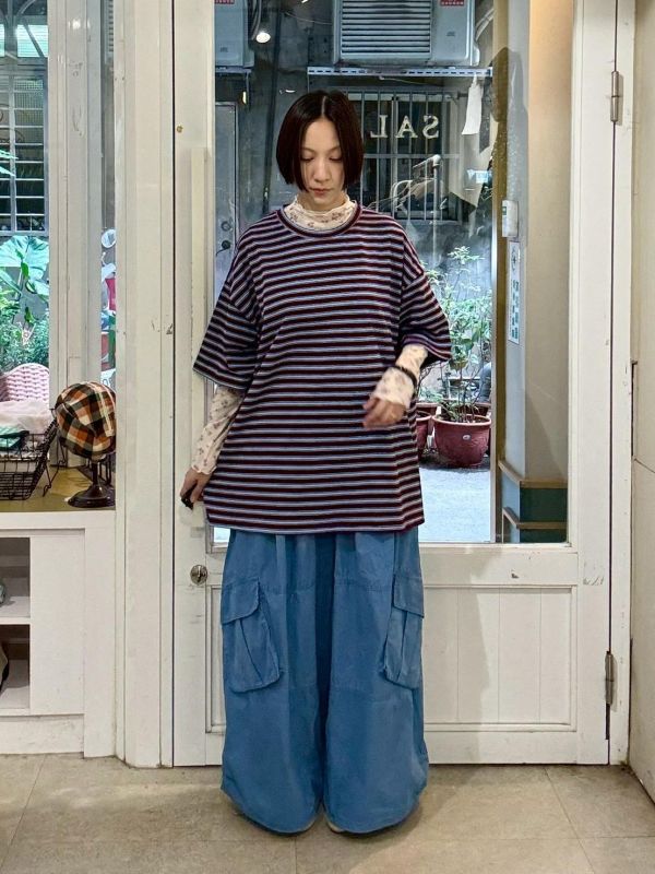 撞色條紋tee 