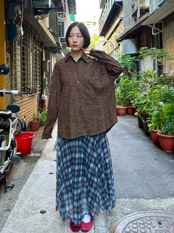 麂皮質感豹紋襯衫 