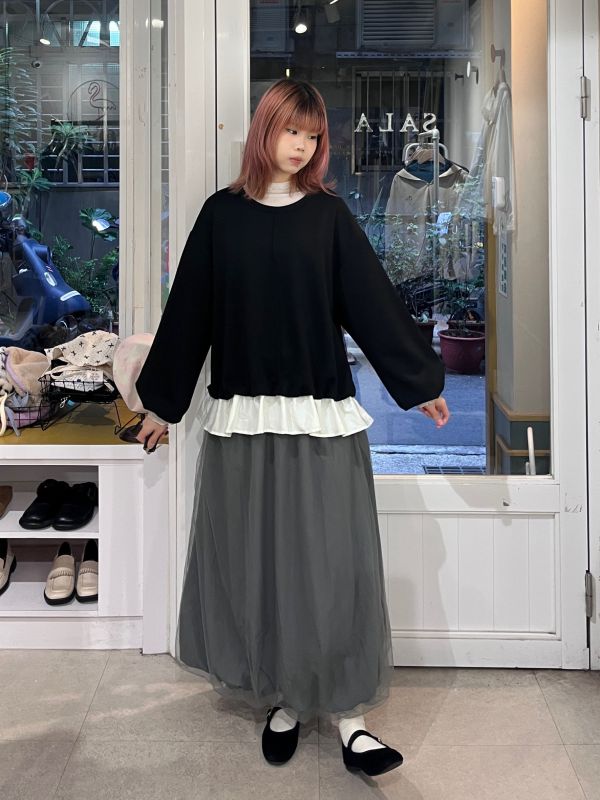 紗紗雙層氣球長裙 