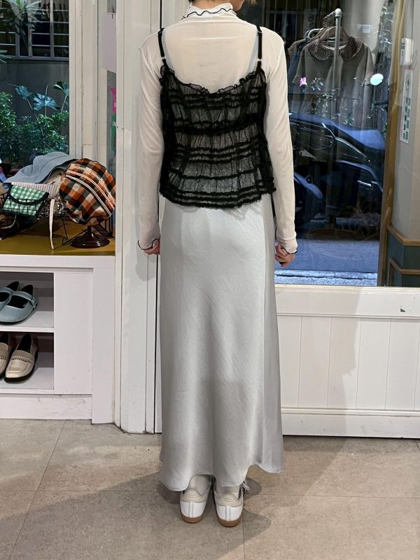 皺皺綁帶蕾絲彈力可調節吊帶背心 