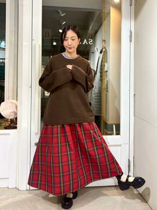 蘇格蘭紅格紋散裝A字裙 