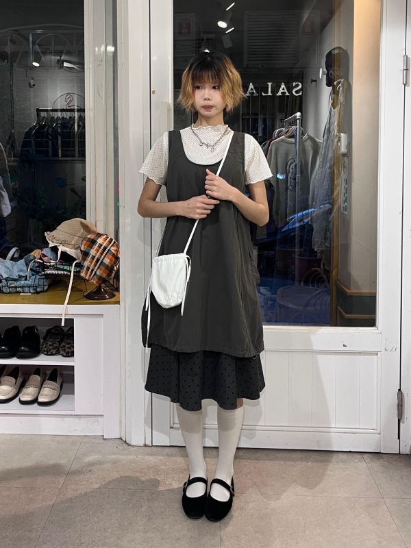 U領工裝大口袋背心短裙 