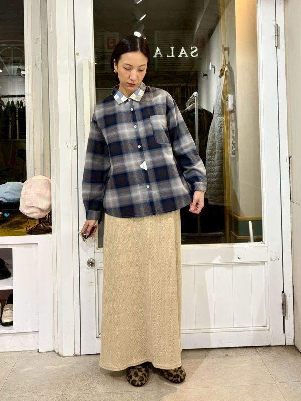 拼接領格紋襯衫 