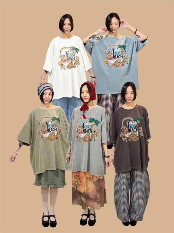 I love beach 可愛動物Tee 