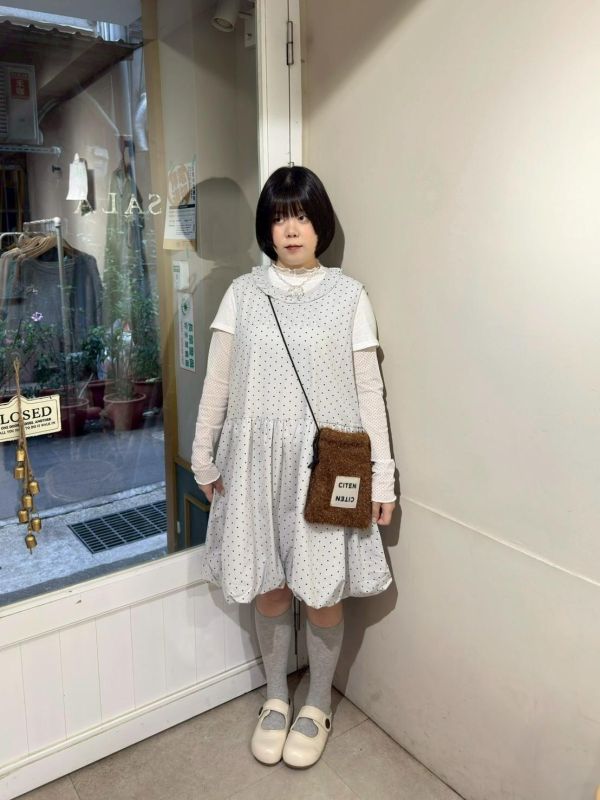 點點荷葉領花苞下擺背心裙 