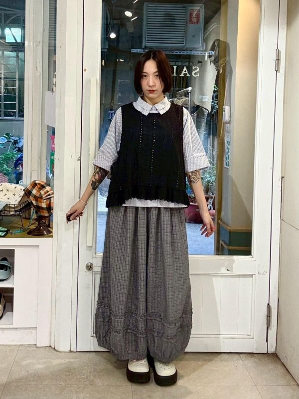 蕾絲兩側綁帶背心 