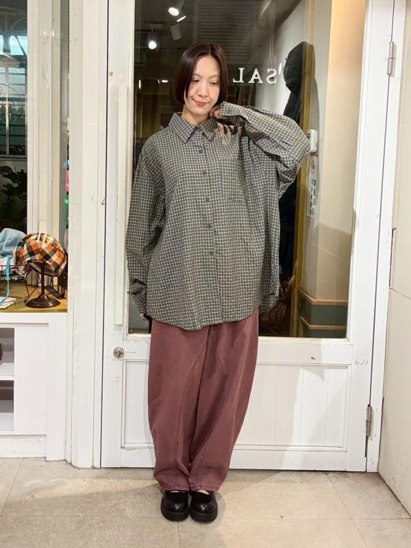 泡泡布前口袋細格紋襯衫 