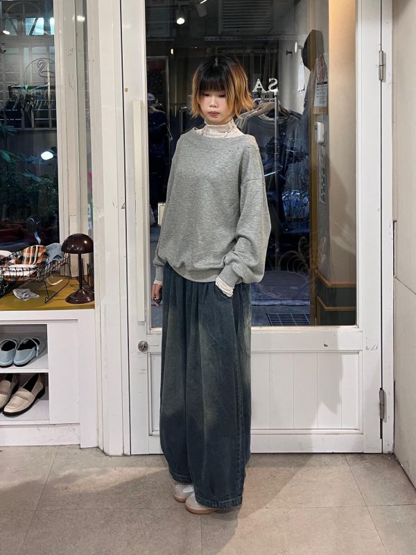 水洗牛仔錐形長褲 