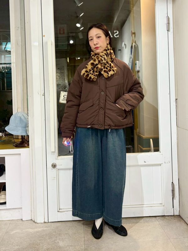 鬆緊腰簡約牛仔褲九分寬褲 