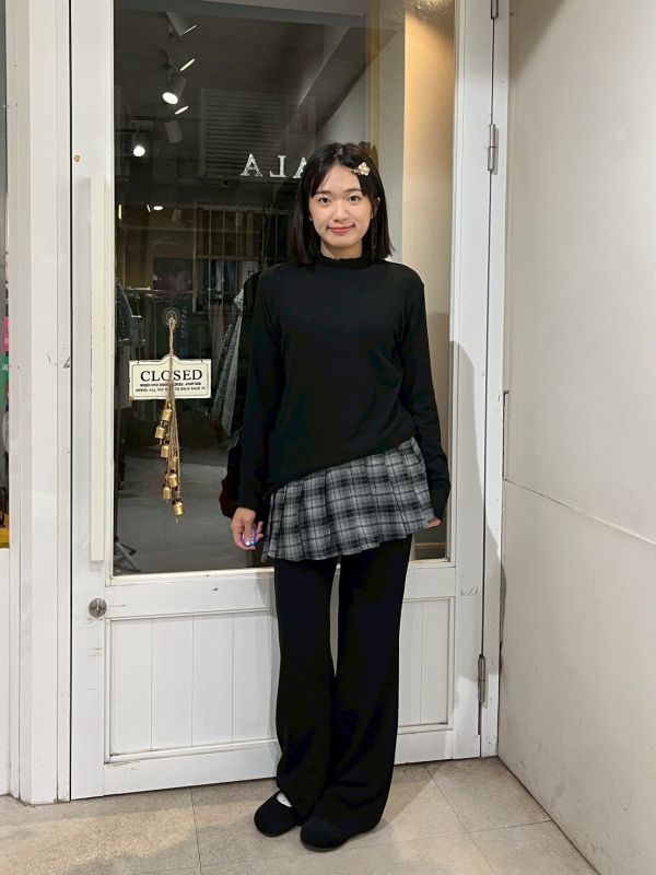 假兩件綁帶裙罩軟料鬆緊腰落地褲 