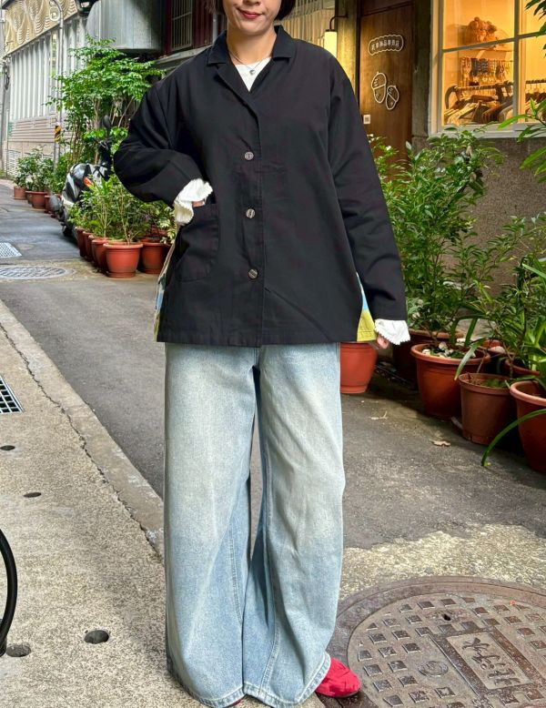 兩側風景刺繡西裝翻領外套 