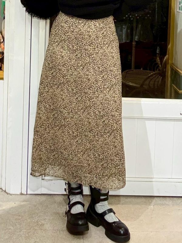 雙層微透紗豹紋裙 