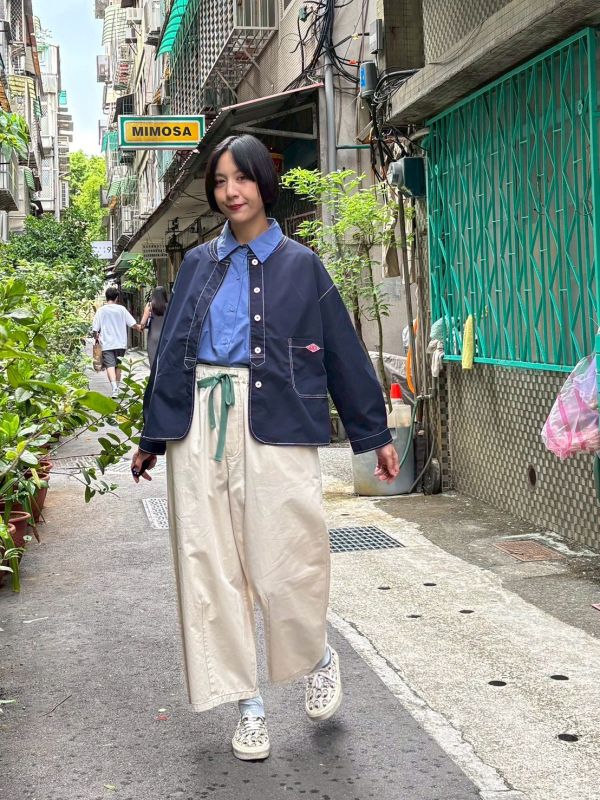 日系車縫線工裝外套 