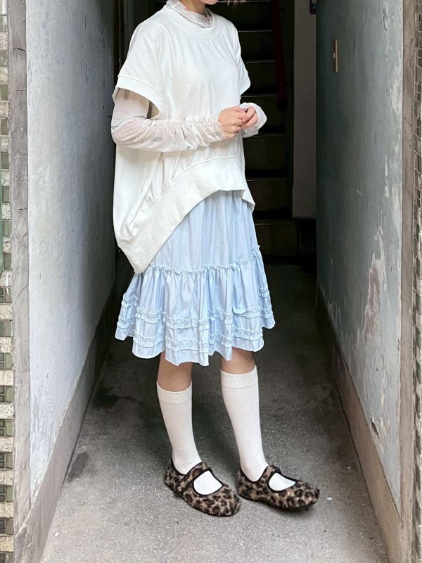 蛋糕花邊五分裙 