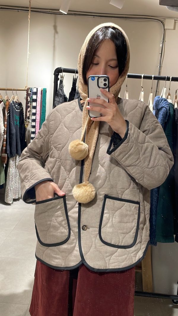 絎縫滾邊大口袋外套 