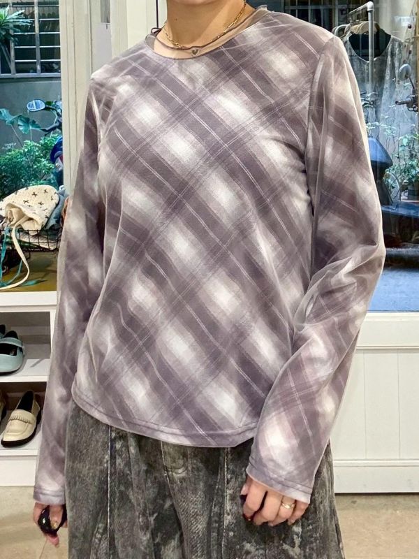 雙層紗格紋上衣 